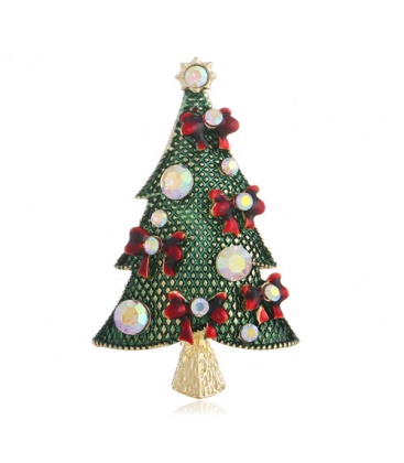 Groene kerstboom broche