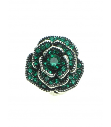 Groene oorclips in de vorm van een bloem en strass steentjes - Trendy Mode Accessoire