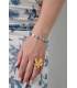 Goudkleurige armband met blauwe kralen - Glamour voor elke outfit
