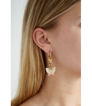 Goudkleurige oorhangers met vlinder en hartje - Romantische sieraden
