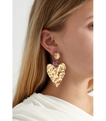 Big love statement oorbellen - zwart goud