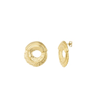 Earrings structured round - goud