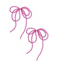 Fuchsia roze strik oorhangers met glas kralen