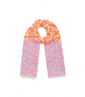 Oranje met roze wintersjaal met print Warm en stijlvol