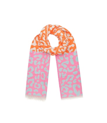 Oranje met roze wintersjaal met print Warm en stijlvol