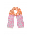 Oranje met roze winter sjaal met print