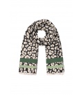 Zwart met beige winter sjaal met print