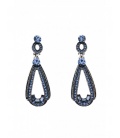 Prachtige blauwe ovale oorclips met strass steentjes