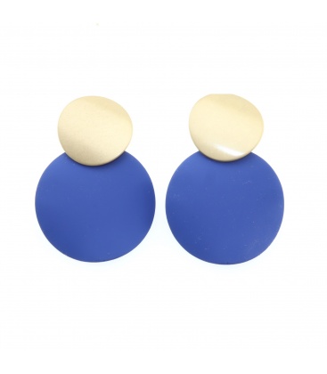 Oorclips blauw met een goudkleurig oor stukje