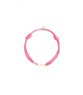 Roze koord armband met een goudkleurige bedel