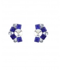 Oorclips met heldere strass en blauwe steentjes