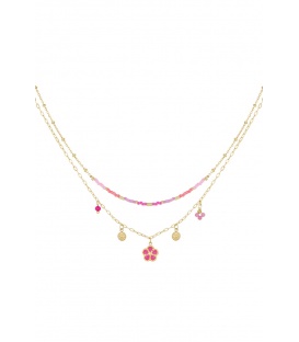 Ketting pink dream - Goud kleur SKU0217653-351 Fuchsia Groothandel SKU0217653-351