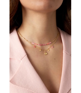 Ketting pink dream - Goud kleur SKU0217653-351 Fuchsia Groothandel SKU0217653-351