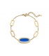 Sieraden set in goudkleur met blauwe inleg, Ketting, Armband en oorbellen