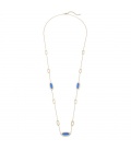 Sieraden set in goudkleur met blauwe inleg, Ketting, Armband en oorbellen