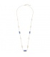 Sieraden set in goudkleur met blauwe inleg, Ketting, Armband en oorbellen