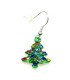 Groene kerstboom oorbellen met gekleurde strass